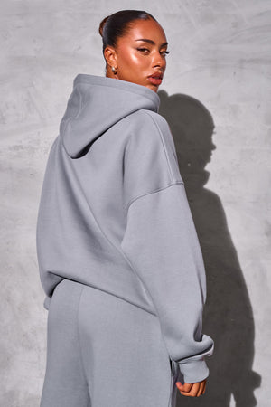 Kaiia Slogan Oversized Hoodie Dove Grey