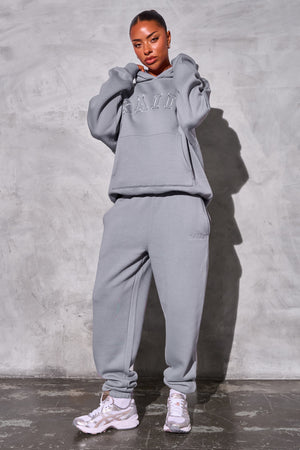 Kaiia Slogan Oversized Hoodie Dove Grey