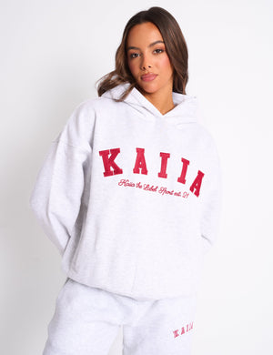 Kaiia Sport Oversized Hoodie Grey Marl & Red