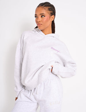 Kaiia Star Graphic Oversized Hoodie Grey Marl