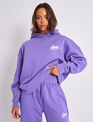 Kaiia Star Graphic Oversized Hoodie Purple