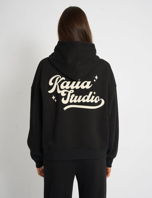 Kaiia Studio Bubble Script Oversized Hoodie Black & Cream
