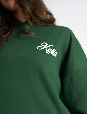 Kaiia Snowflake Logo Oversized Hoodie Forest Green