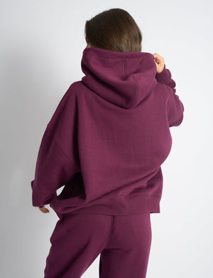 Kaiia Bow Embroidered Oversized Hoodie Plum & Baby Pink