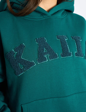Kaiia Borg Slogan Oversized Hoodie Teal