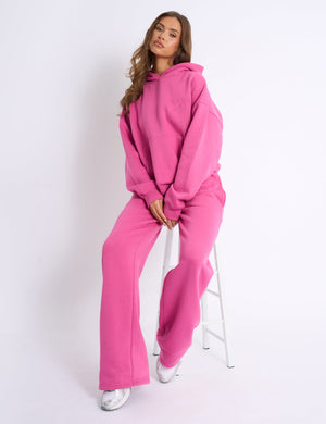 Kaiia Bow Embroidered Oversized Hoodie Bubblegum