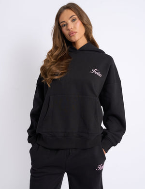 Kaiia Angel Graphic Oversized Hoodie Black & Pink