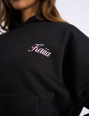 Kaiia Angel Graphic Oversized Hoodie Black & Pink