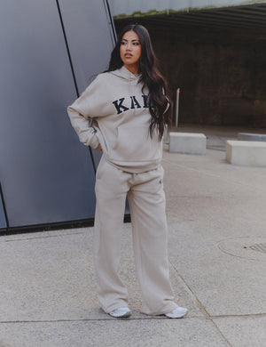 Kaiia Logo Wide Leg Joggers Almond