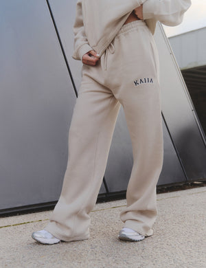 Kaiia Logo Wide Leg Joggers Almond