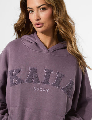 Kaiia Borg Slogan Oversized Hoodie Elderberry