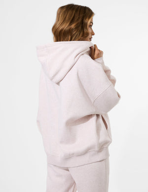 Kaiia Borg Slogan Oversized Hoodie Oat