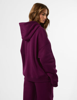 Kaiia Slogan Oversized Hoodie Grape