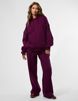Kaiia Slogan Oversized Hoodie Grape