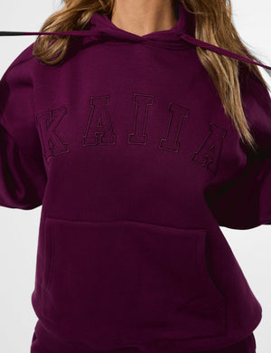 Kaiia Slogan Oversized Hoodie Grape