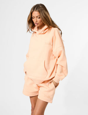 Kaiia Embossed Logo Oversized Hoodie Orange Sherbet