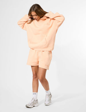 Kaiia Embossed Logo Oversized Hoodie Orange Sherbet