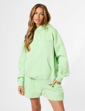 Kaiia Embossed Logo Oversized Hoodie Lime Sherbet