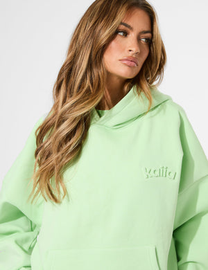 Kaiia Embossed Logo Oversized Hoodie Lime Sherbet