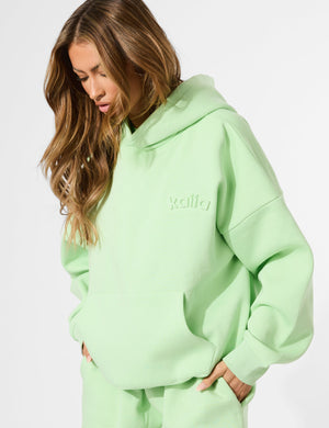 Kaiia Embossed Logo Oversized Hoodie Lime Sherbet