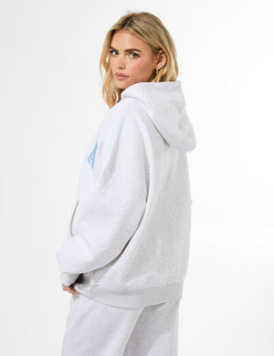 Kaiia Rainbow Logo Oversized Hoodie Light Grey Marl