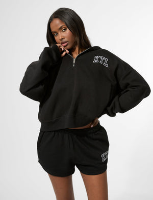 Kaiia KTL Logo Quarter Zip Hoodie Black