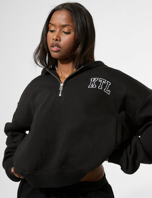 Kaiia KTL Logo Quarter Zip Hoodie Black