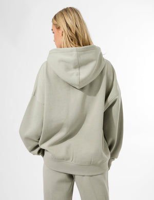 Kaiia Studio Borg Slogan Oversized Hoodie Matcha