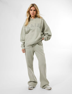 Kaiia Studio Borg Slogan Oversized Hoodie Matcha