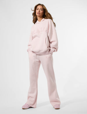 Kaiia Studio Borg Slogan Oversized Hoodie Pink Chai