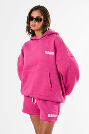 Kaiia Studio Bubble Graphic Oversized Hoodie Bright Pink & Baby Pink