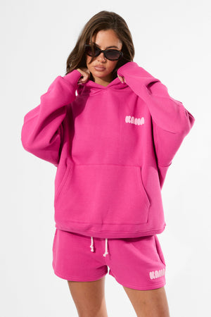 Kaiia Studio Bubble Graphic Oversized Hoodie Bright Pink & Baby Pink