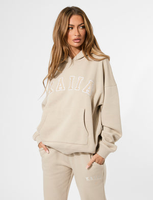 Kaiia Slogan Oversized Hoodie Stone