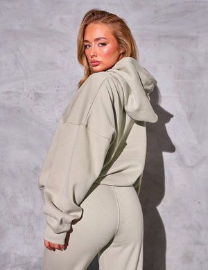 Kaiia Slogan Oversized Hoodie Stone