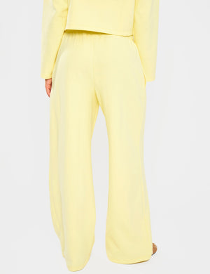 Kaiia Label Logo Premium Interlock Wide Leg Joggers Yellow