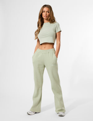 Kaiia Wide Leg Sweat Pants in Sage Green