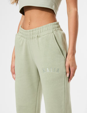 Kaiia Wide Leg Sweat Pants in Sage Green