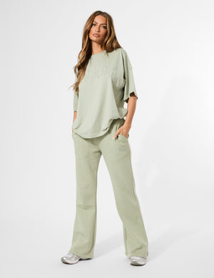 Kaiia Wide Leg Sweat Pants in Sage Green