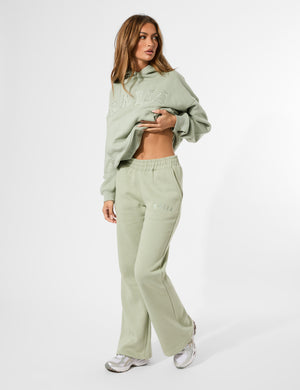 Kaiia Wide Leg Sweat Pants in Sage Green