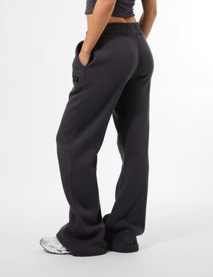 Kaiia Logo Wide Leg Sweat Pants in Dark Grey