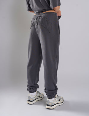 Kaiia Studio Distressed Applique Cuffed Joggers Dark Grey