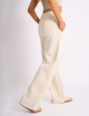 Kaiia Embossed Wide Leg Joggers Cream