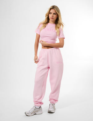 Kaiia Logo Cuffed Joggers Baby Pink