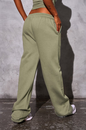 Kaiia Logo Wide Leg Joggers Khaki