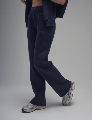 Kaiia Logo Wide Leg Sweat Pants Navy