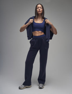 Kaiia Logo Wide Leg Sweat Pants Navy