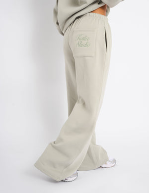 Kaiia Studio Script Logo Wide Leg Joggers Matcha