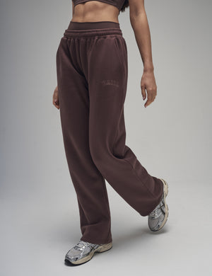 Kaiia Logo Wide Leg Joggers Mocha