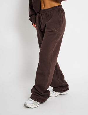 Kaiia Logo Wide Leg Joggers Mocha