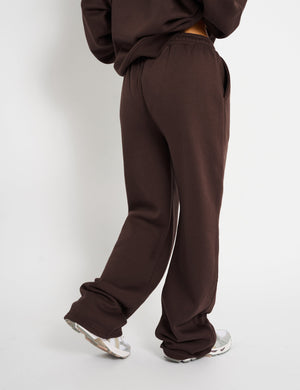 Kaiia Logo Wide Leg Joggers Mocha